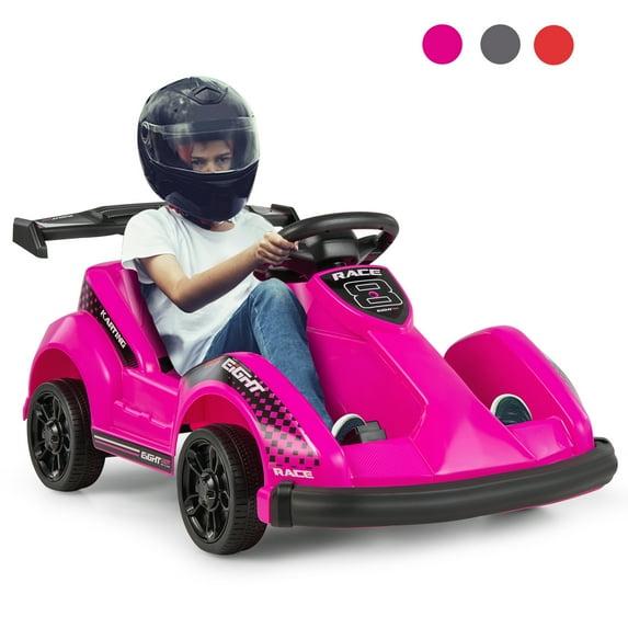 Costway 6V Electric Go Kart for Kids Electric Ride On Car w/ 2.4G Remote Control w/Soft Start Sound and Music Function Pink
