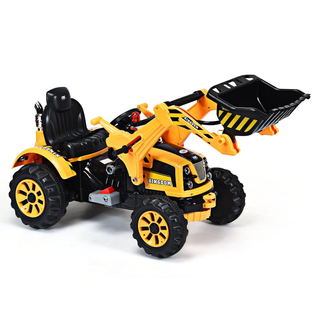 Yellow 6V Kids Ride-On Excavator Truck with Front Loader