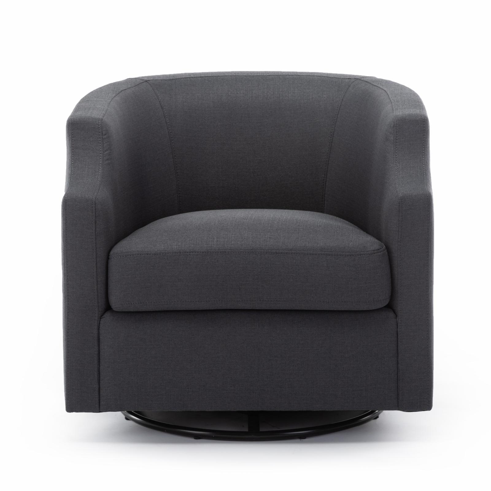 Infinity Ashen Gray Polyester Swivel Barrel Accent Chair