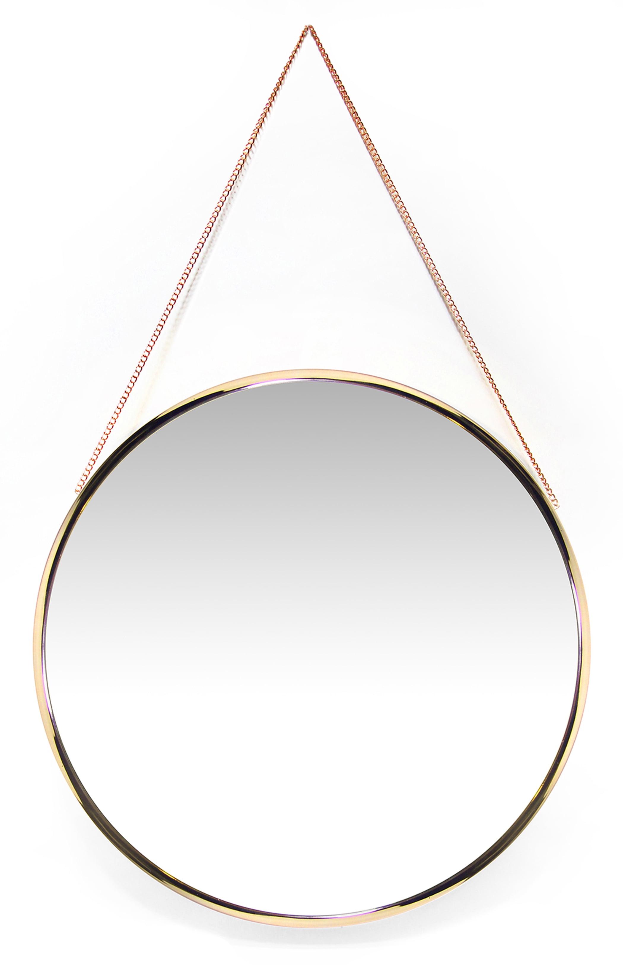 17.5" Franc Round Hanging Wall Mirror with Metal Chain Gold - Infinity Instruments: Modern Decor, No Assembly Required