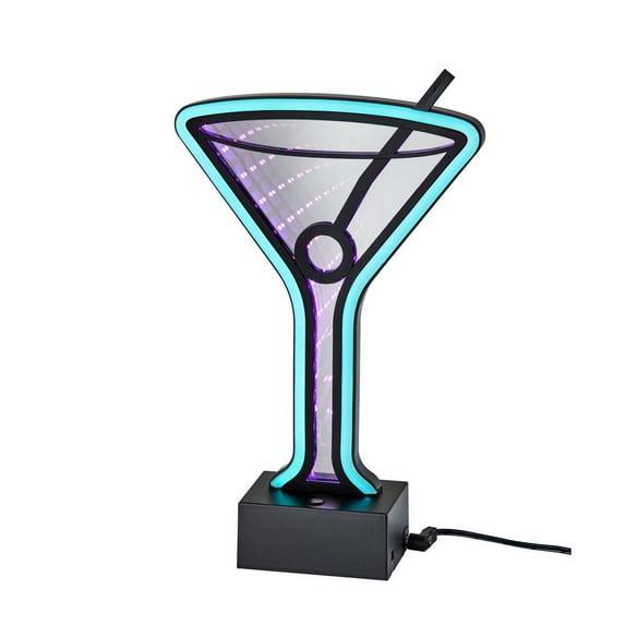 Infinity Neon Martini Glass Table/Wall Lamp Black - Adesso: USB Powered, Battery Option, LED Lighting