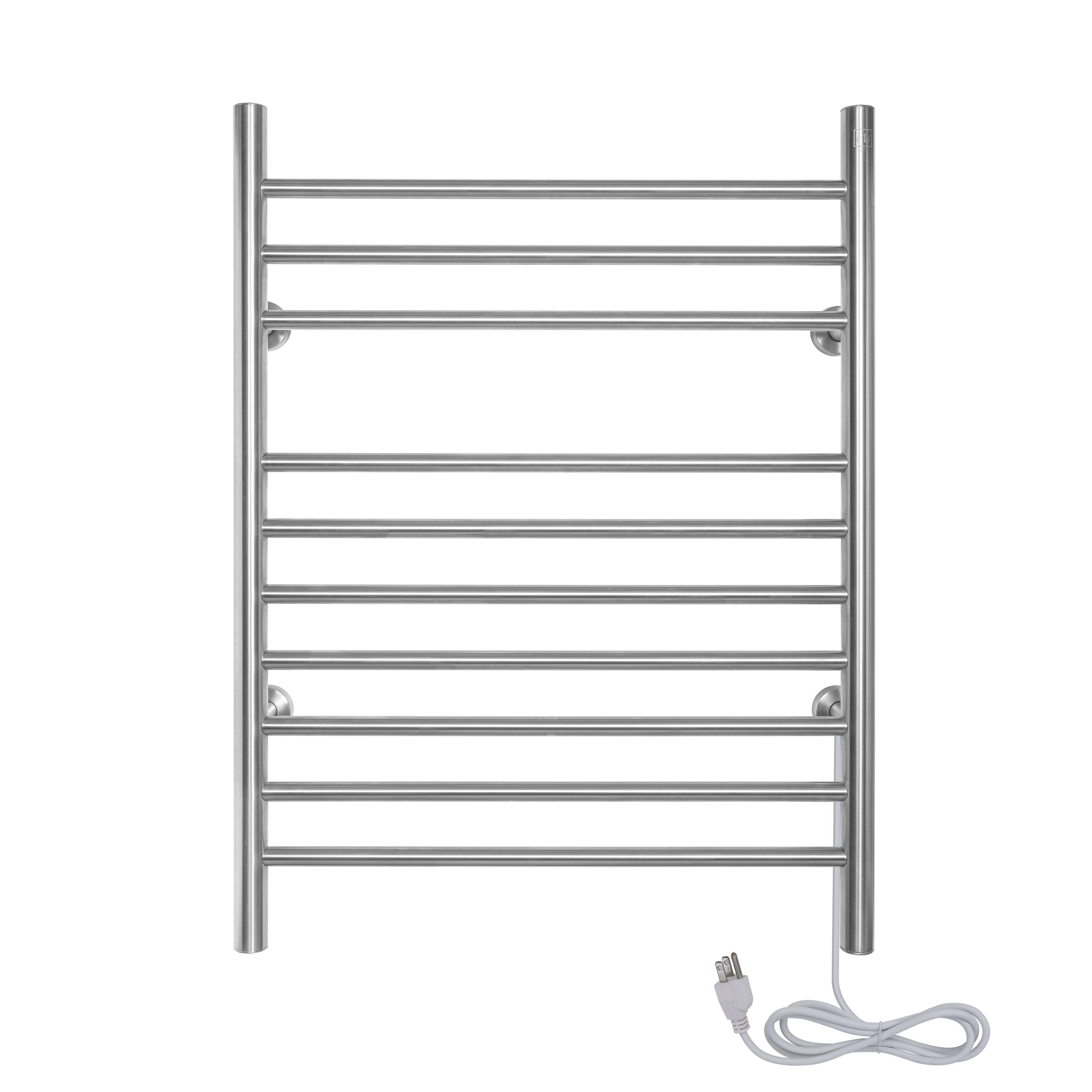 Polished Stainless Steel Wall-Mounted Towel Warmer with 10 Bars