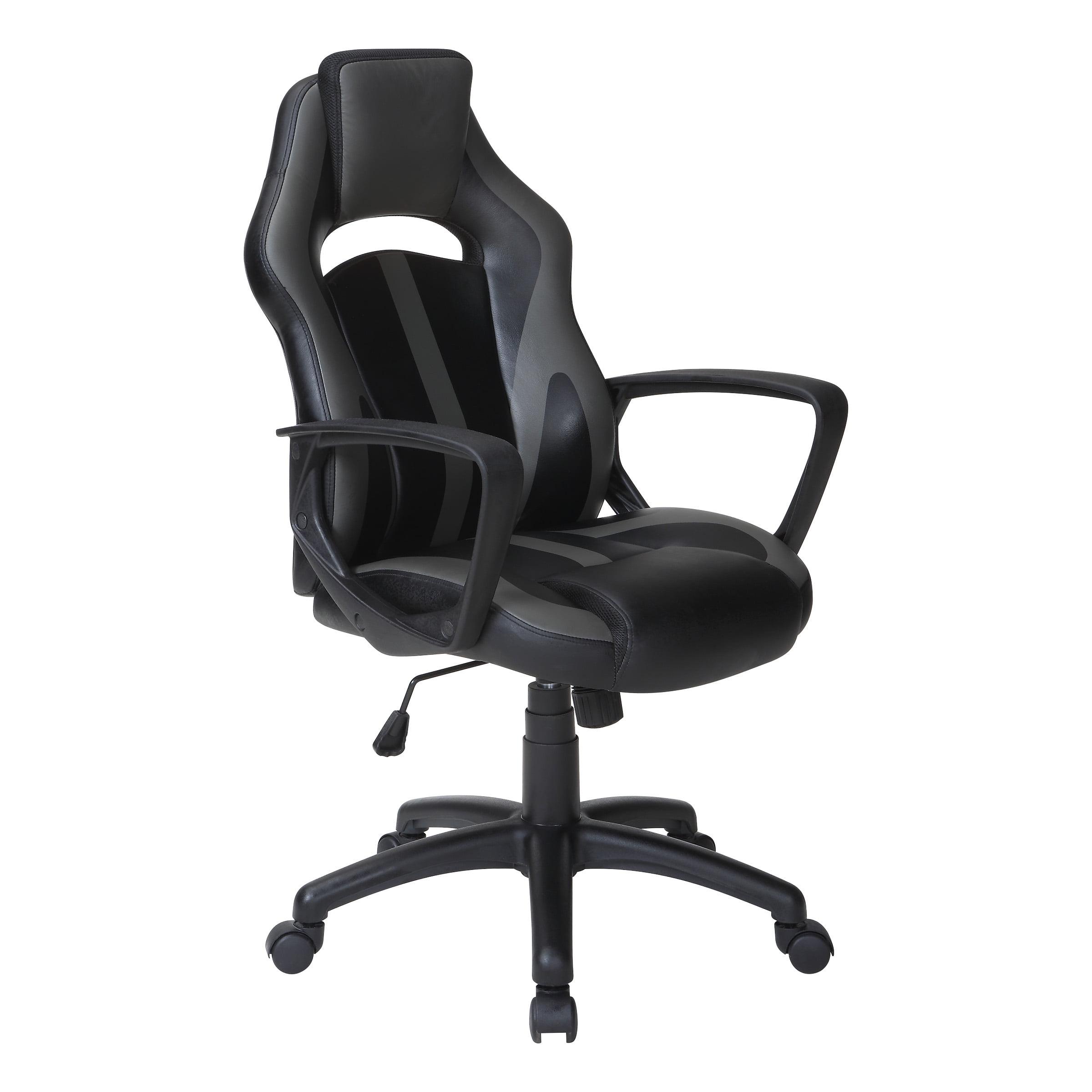 Influx Modern Swivel Gaming Chair in Black Faux Leather