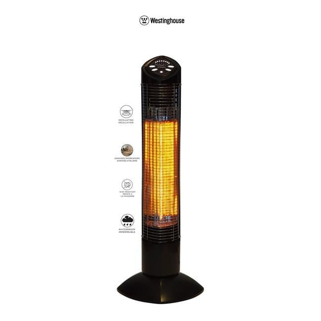 Freestanding Oscillating Tower Infrared Electric Outdoor Heater with Remote - Black - Westinghouse: Portable, Swivel, 3800 BTU, 80 sq ft Coverage