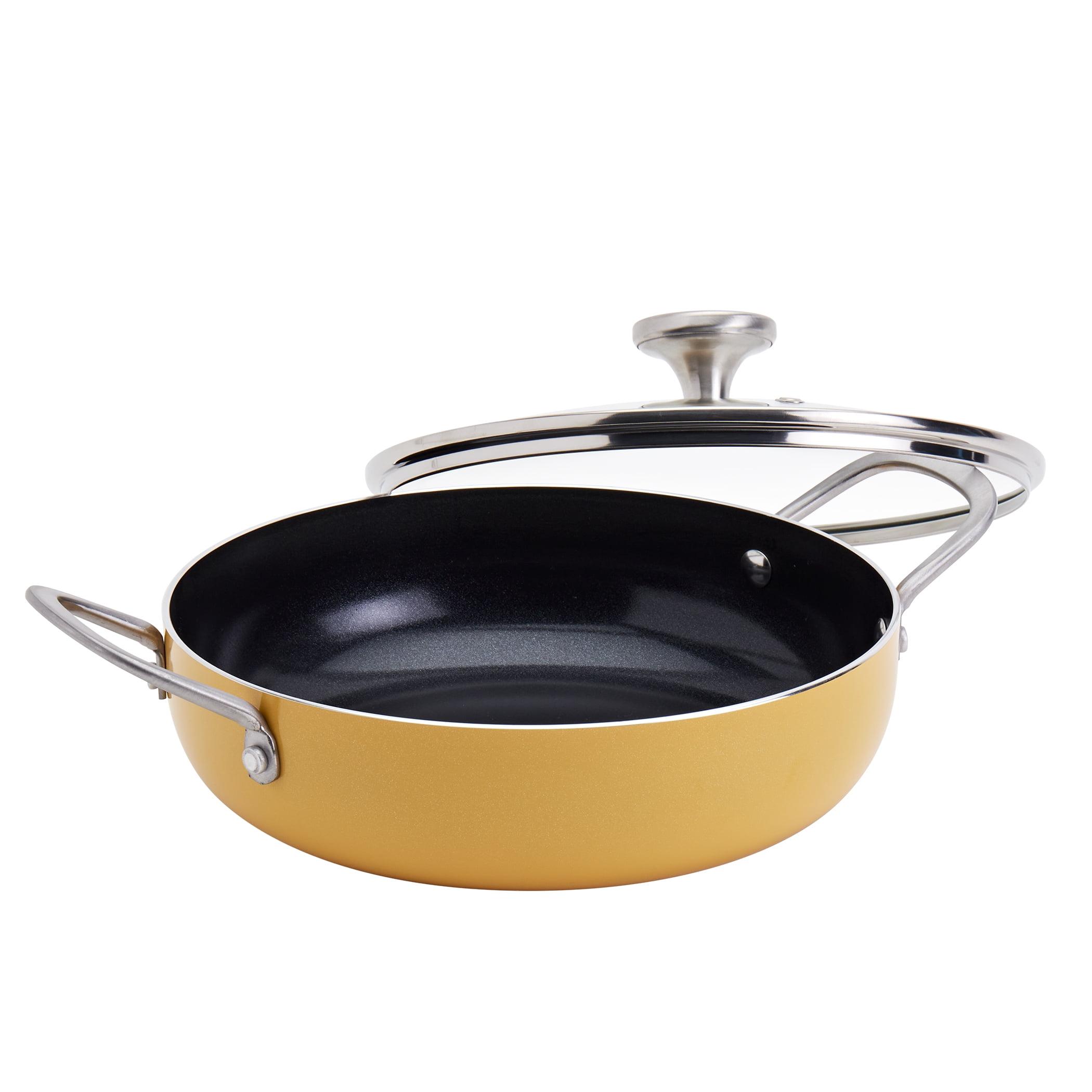 Yellow Nonstick Aluminum 6-Quart Caldero with Lid