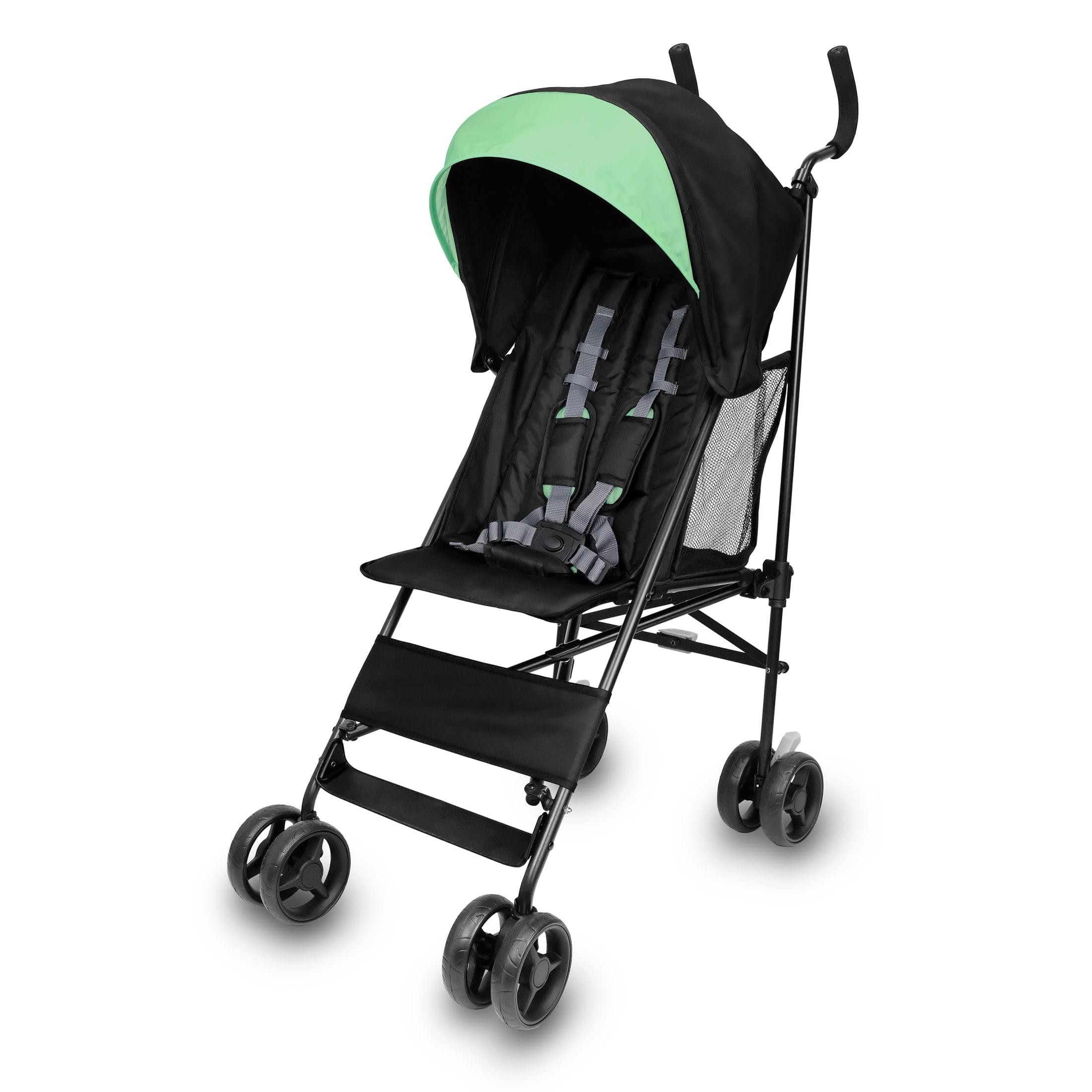 Smooth Stroll Black and Green Steel Umbrella Baby Stroller