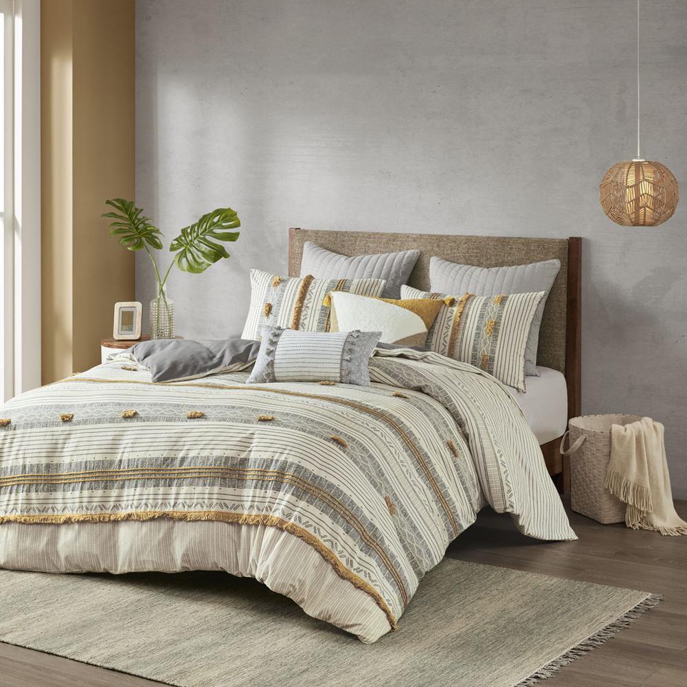 King Gray and Yellow Cotton Down Alternative Comforter Set