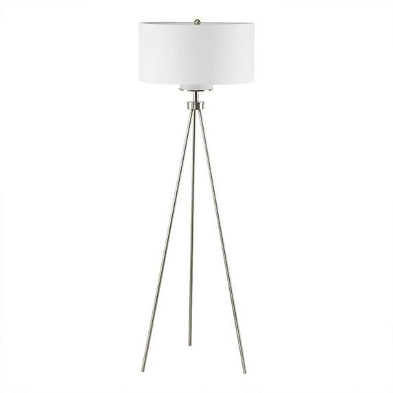 Ink+Ivy 64.5" Pacific Tripod Metal Floor Lamp (Includes LED Light Bulb) Silver: Modern Design, Cotton Shade