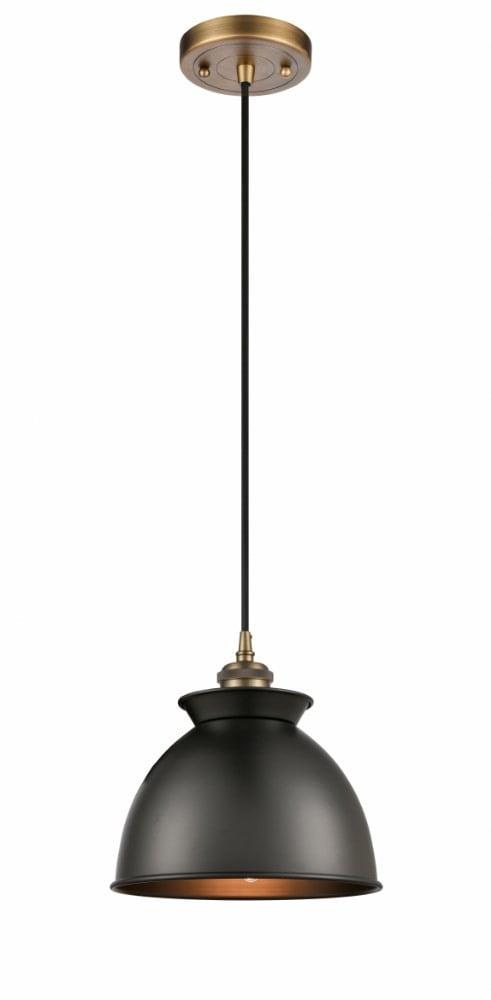 Adirondack Matte Black and Brushed Brass 10" Mini Pendant Light