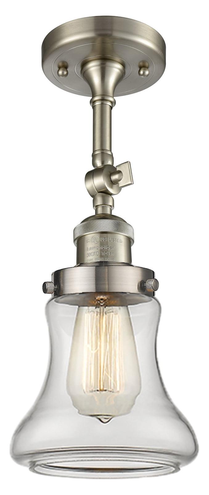 Brushed Satin Nickel Glass Semi-Flush Mount Light