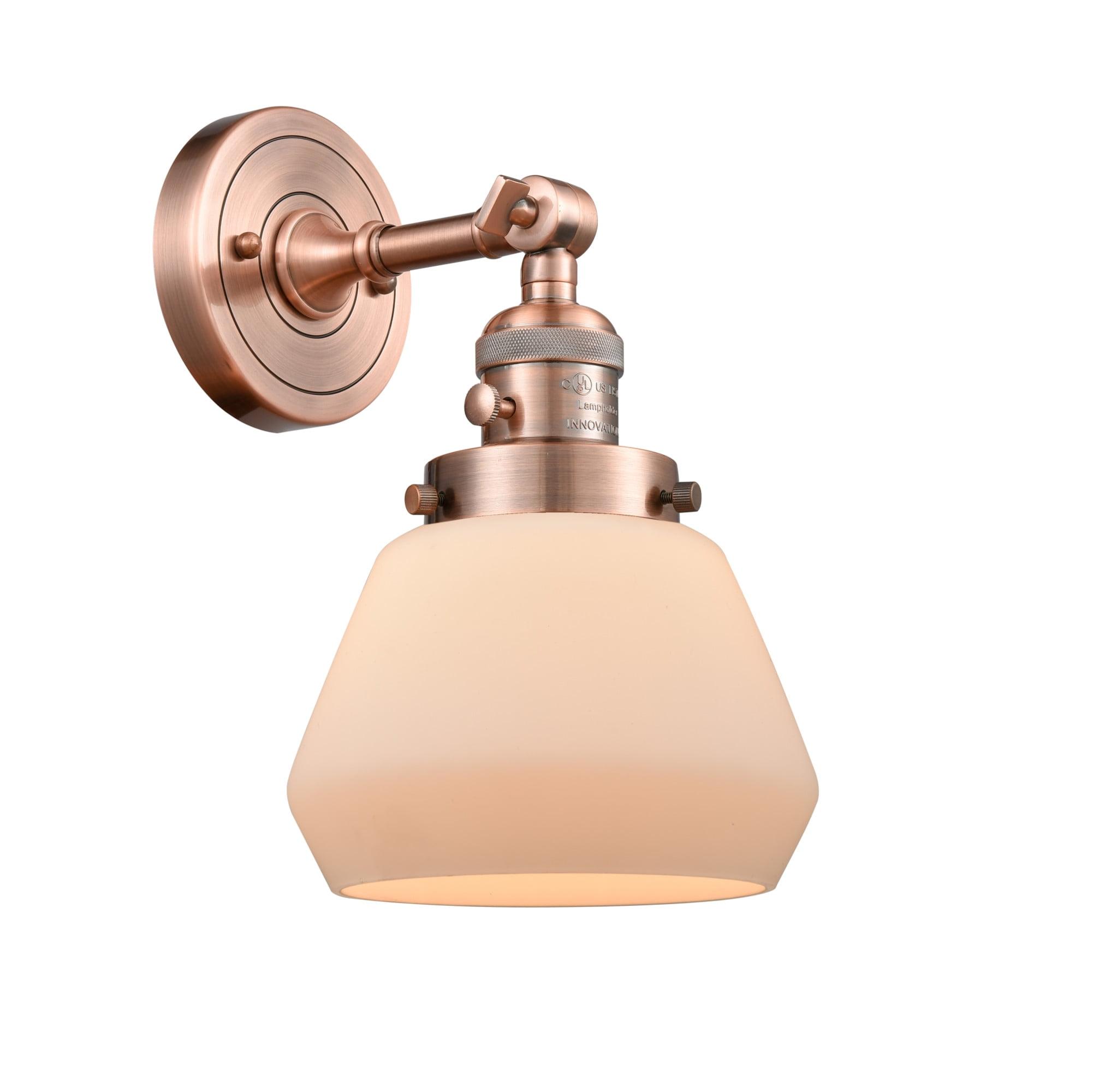 Antique Copper Dimmable Adjustable Sconce with Matte White Shade