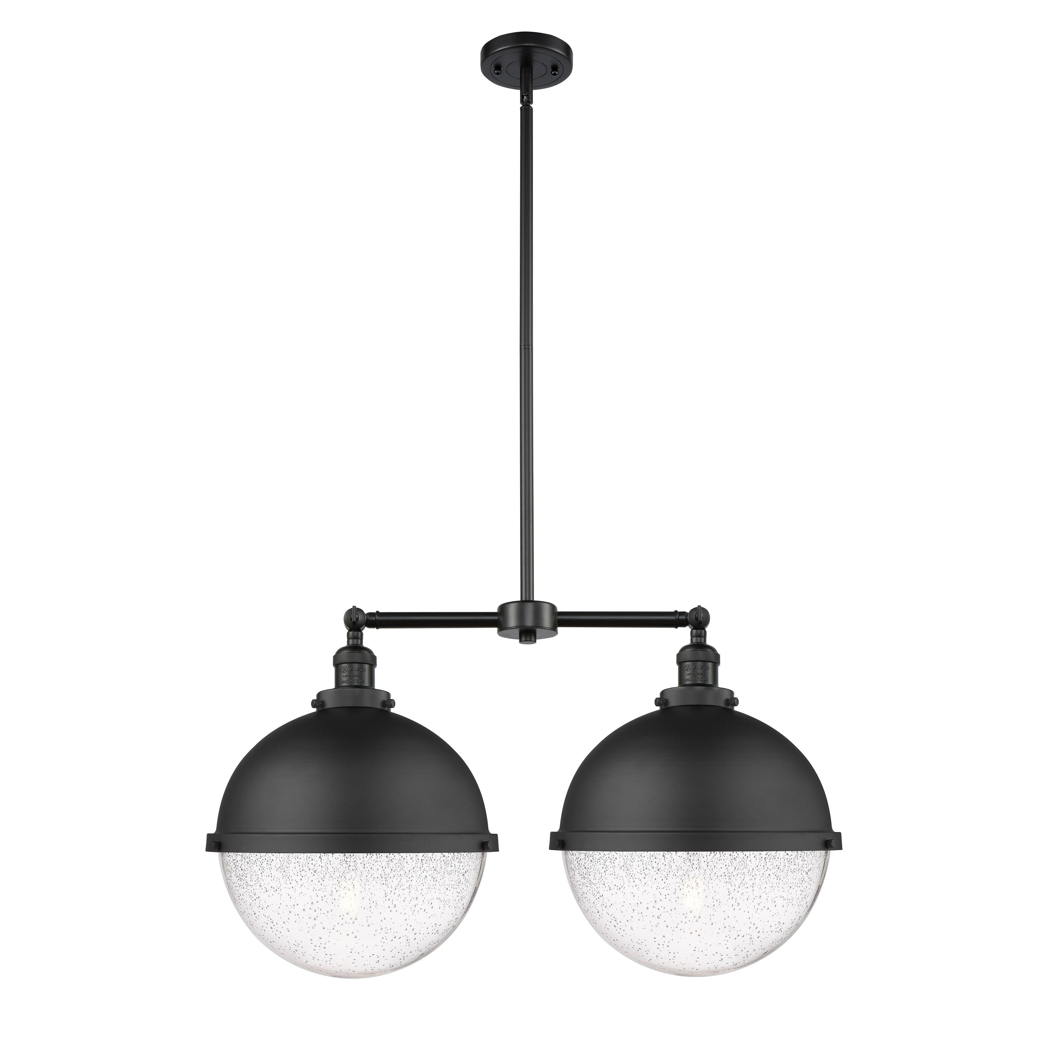 Matte Black Seedy Glass 18" Linear Pendant Light