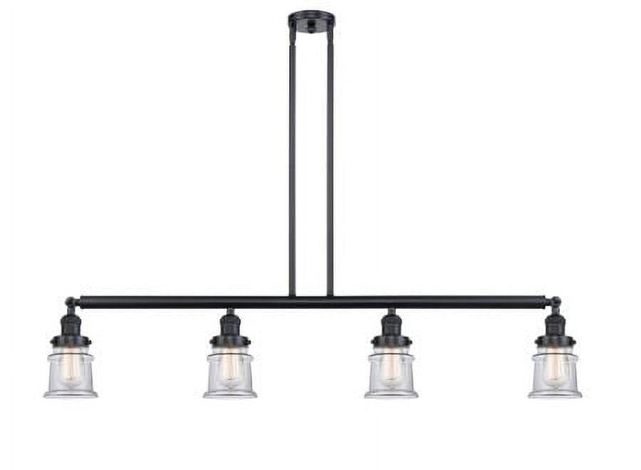 Canton Matte Black and Clear Glass 4-Light 51" Island Chandelier