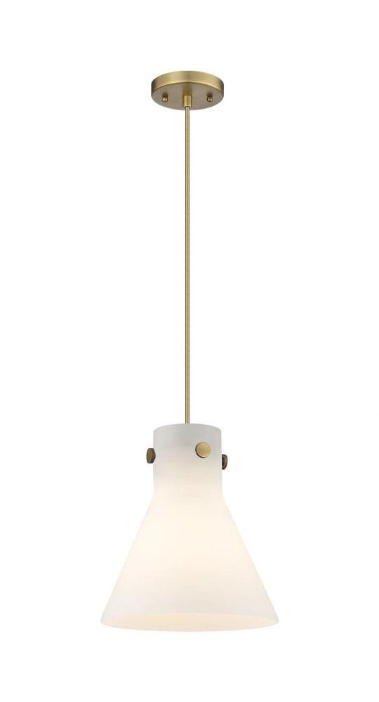 Newton Cone 11'' Brushed Brass Modern Pendant with Matte White Shade