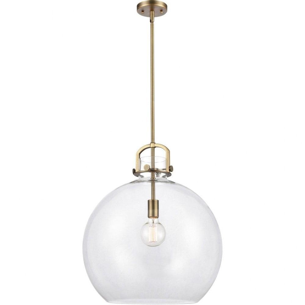 Newton 18" Brushed Brass Glass Globe Pendant Light