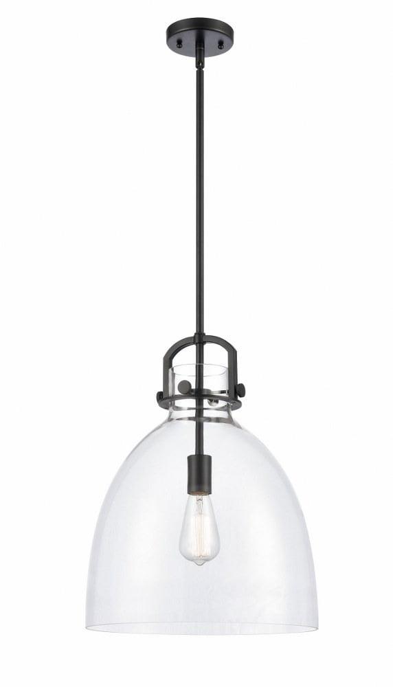 Newton Matte Black 14" Dome Glass Mini Pendant Light