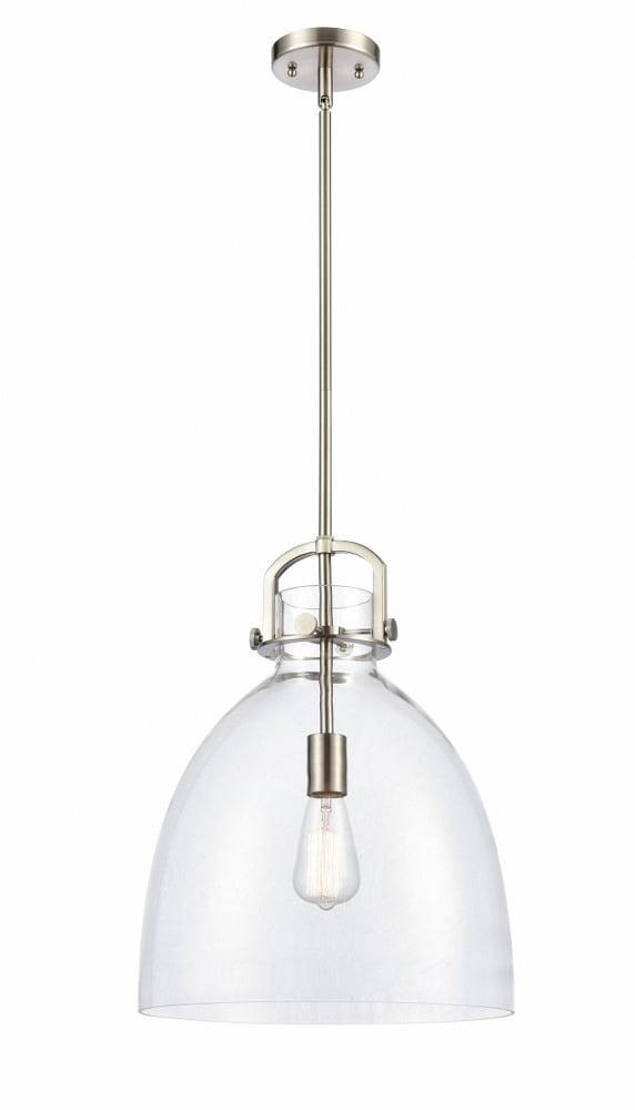 Newton 14'' Brushed Satin Nickel Glass Pendant Light