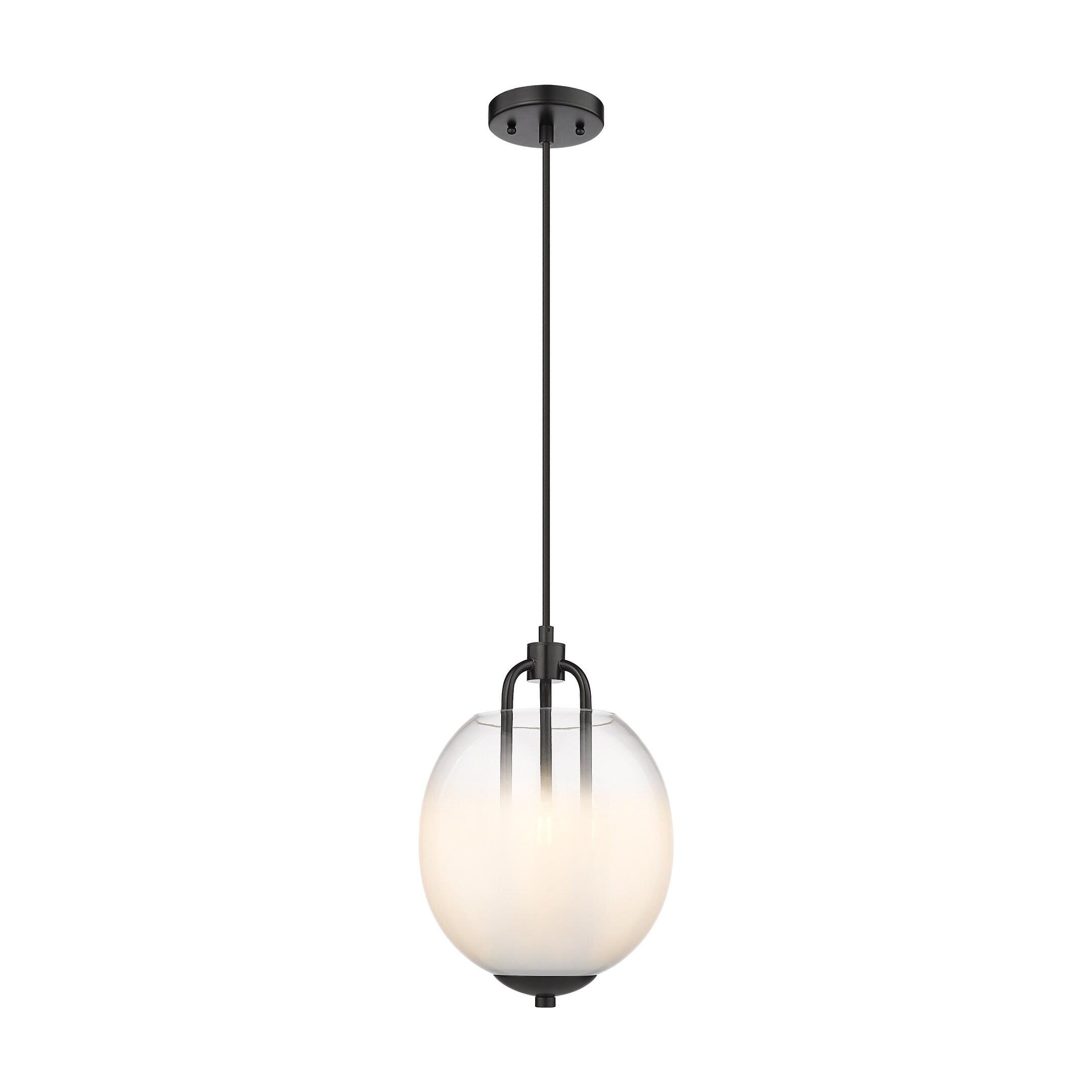 Matte Black and White Glass 3-Light Pendant