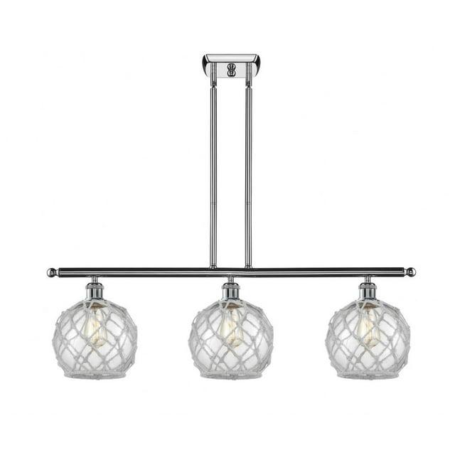 516-3I-PC-G122-8RW-Innovations Lighting-Farmhouse Rope - 3 Light Island In Industrial Style-11 Inches Tall and 36 Inches Wide-Polished Chrome