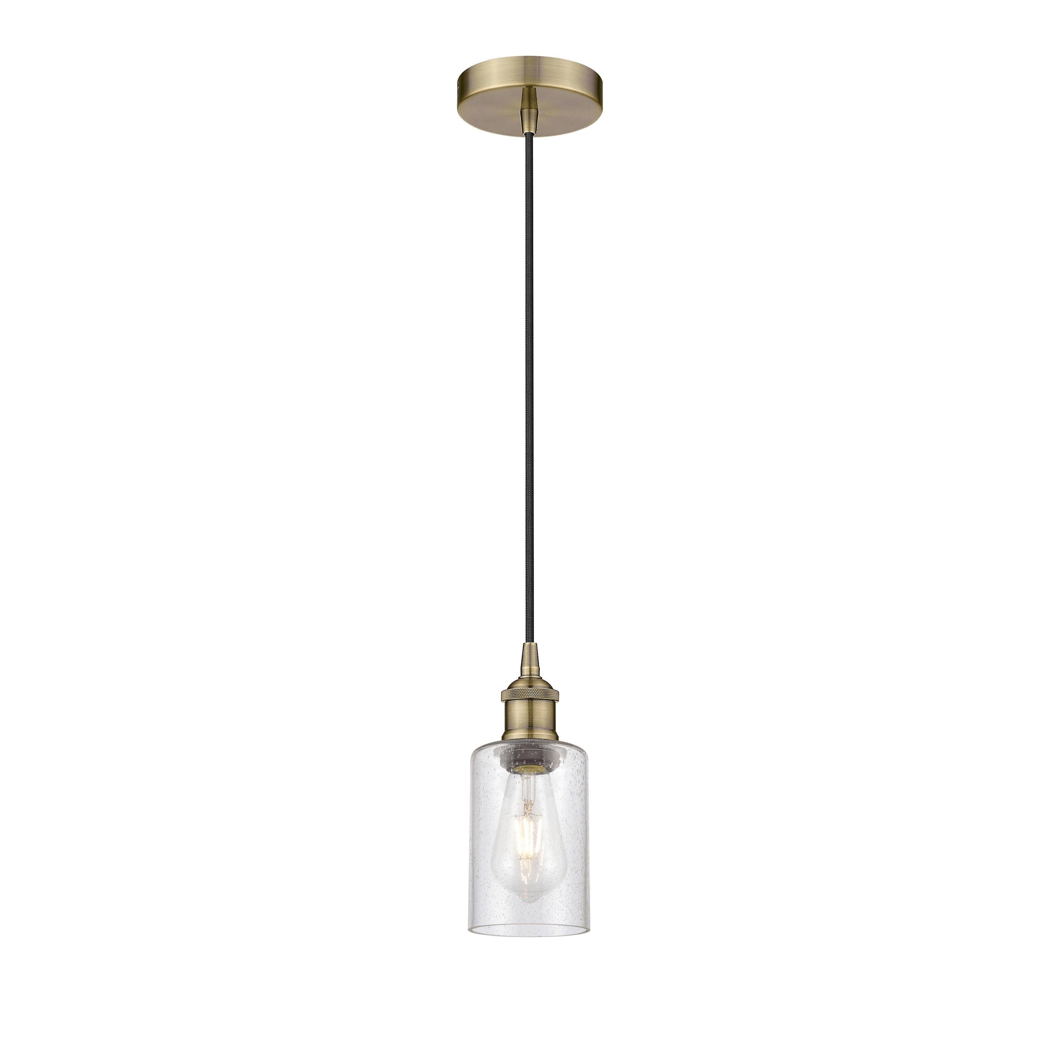 Innovations Lighting  Clymer - 1 Light 4" Cord Hung Mini Pendant Antique Brass/Seedy