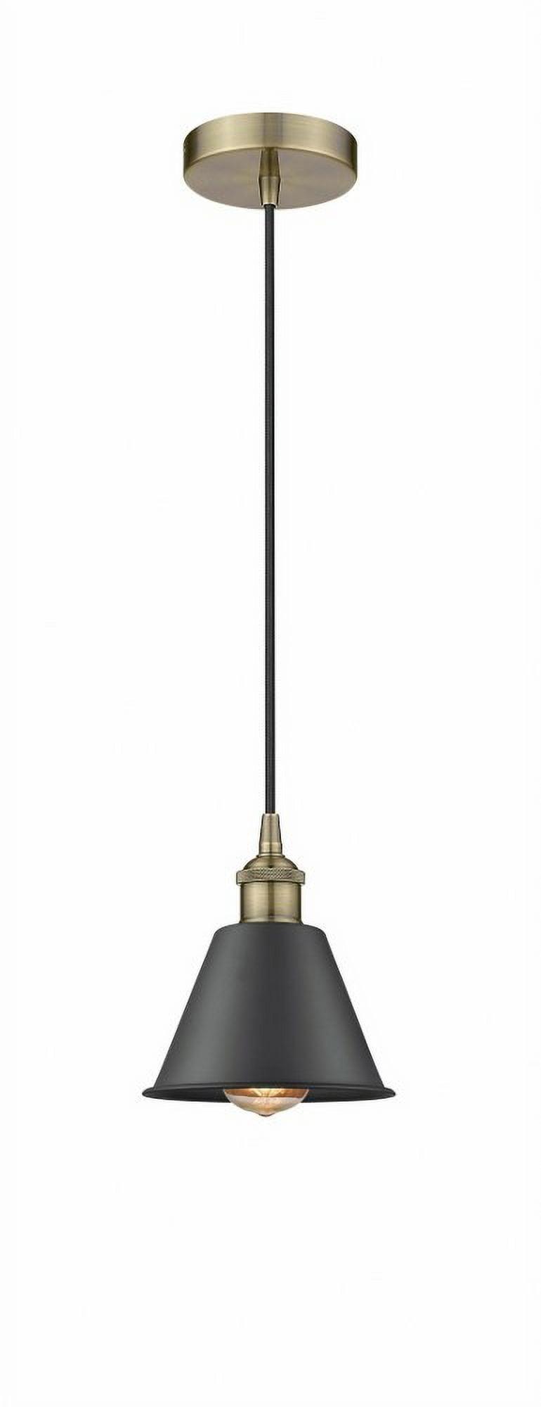 Smithfield Antique Brass and Matte Black Mini Pendant Light