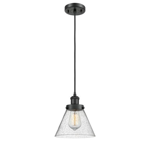 Innovations Lighting 916-1P Large Cone Large Cone 8" Wide Mini Pendant - Black
