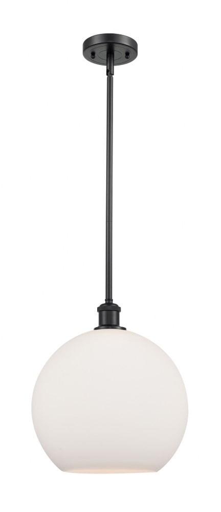 Matte Black Globe Mini Pendant Light with White Glass