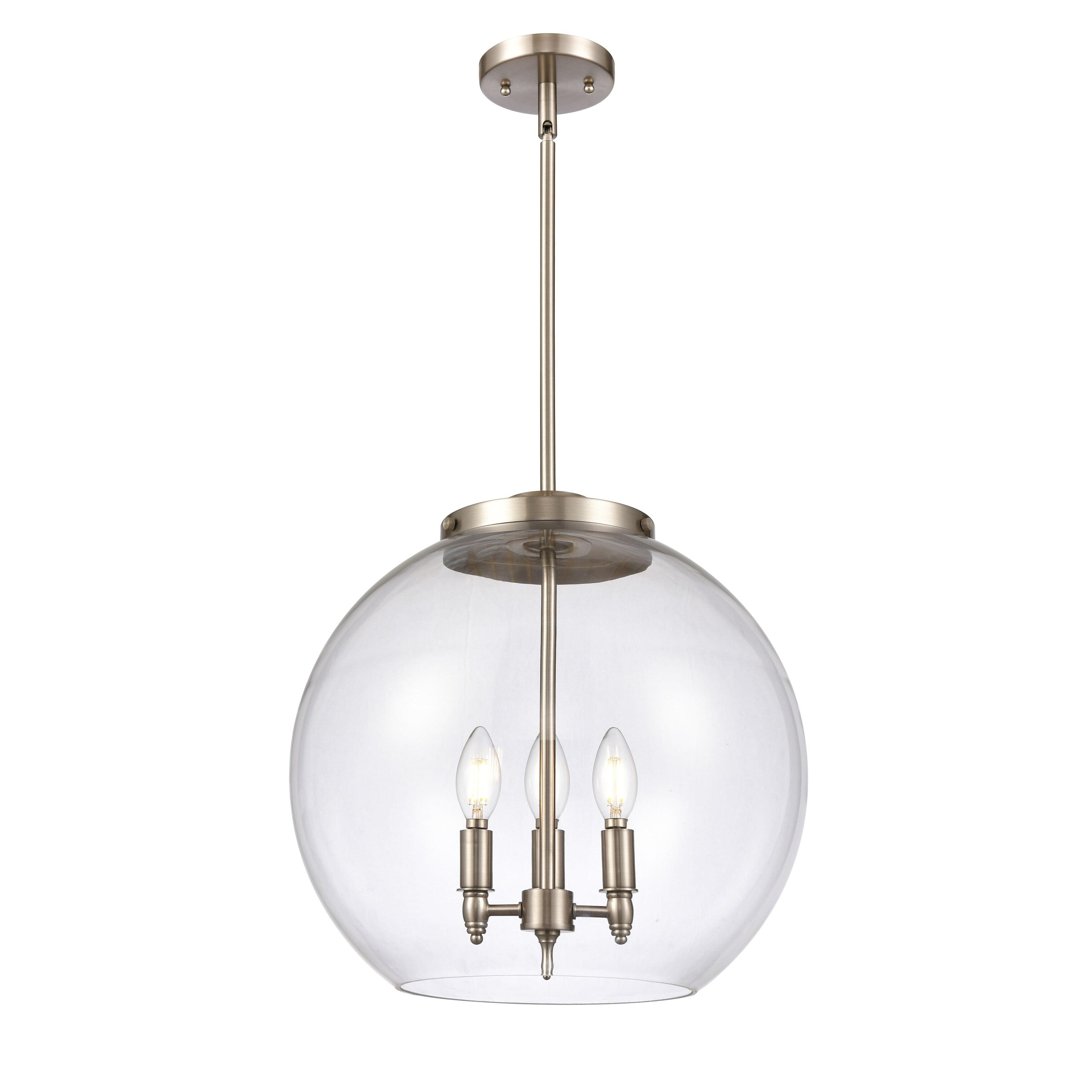 Ballston 16" Globe Pendant in Brushed Satin Nickel with Clear Glass