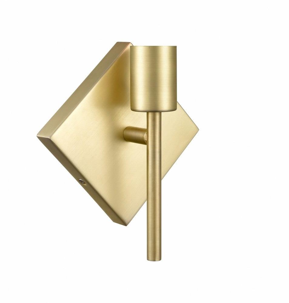 Elegant Satin Brass Dimmable Wall Sconce, Direct Wired, 7.25"H