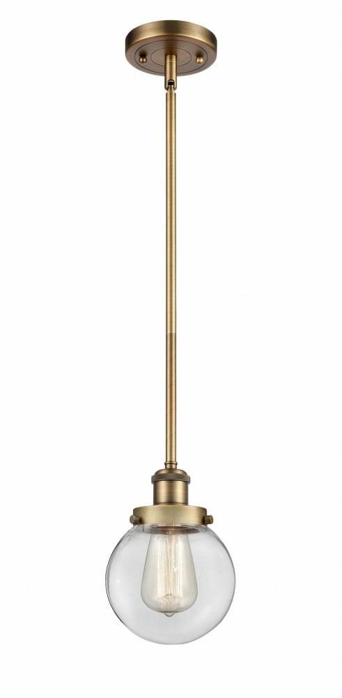 Ballston Urban Mini Globe Pendant in Brushed Brass with Clear Glass