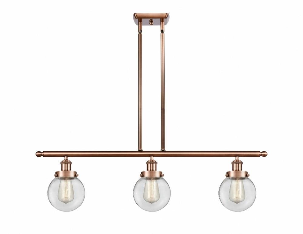 Beacon Modern Antique Copper 3-Light Island Pendant with Clear Glass