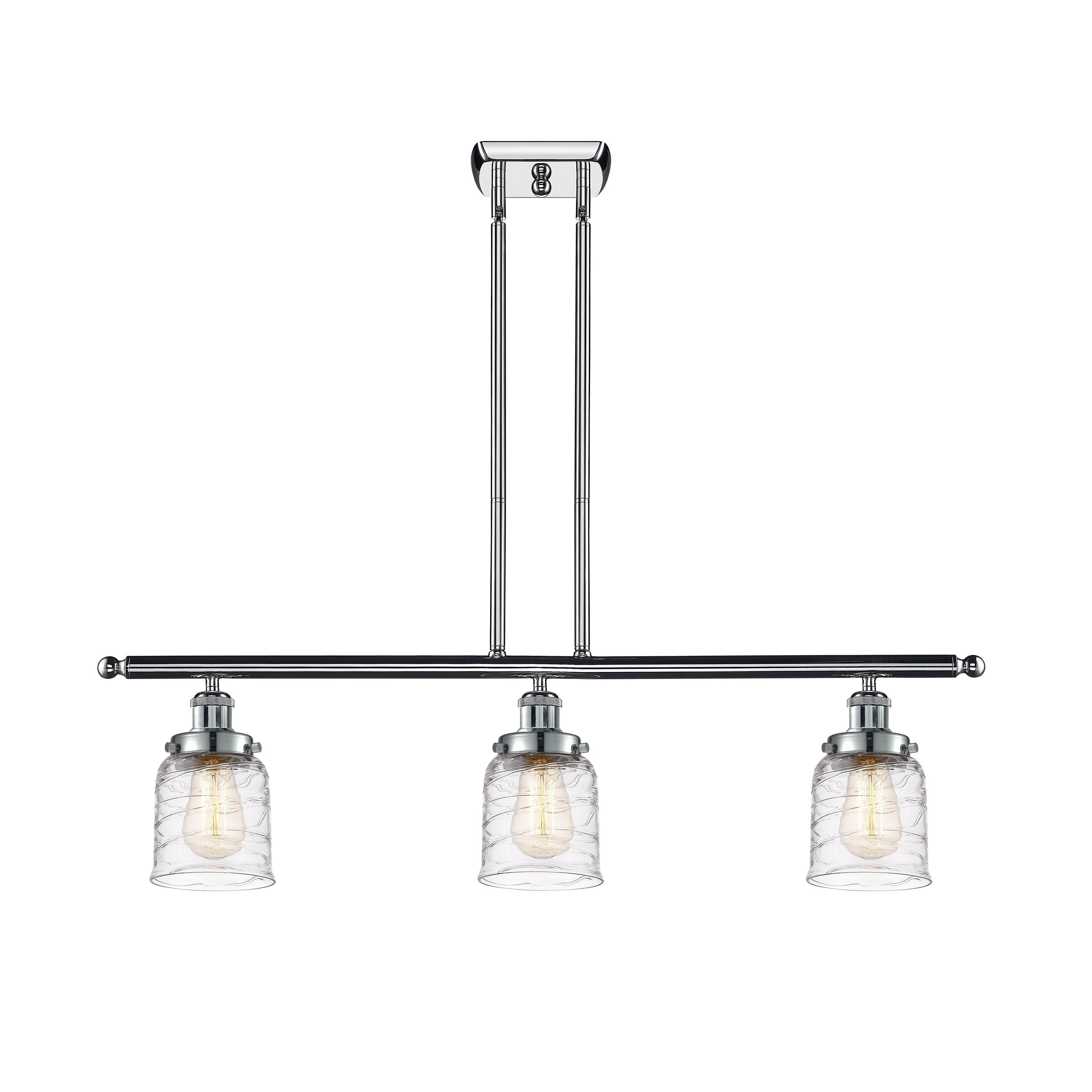 Innovations Lighting  Bell - 3 Light 36" Island Light - 5" Shade Deco Swirl/Polished Chrome