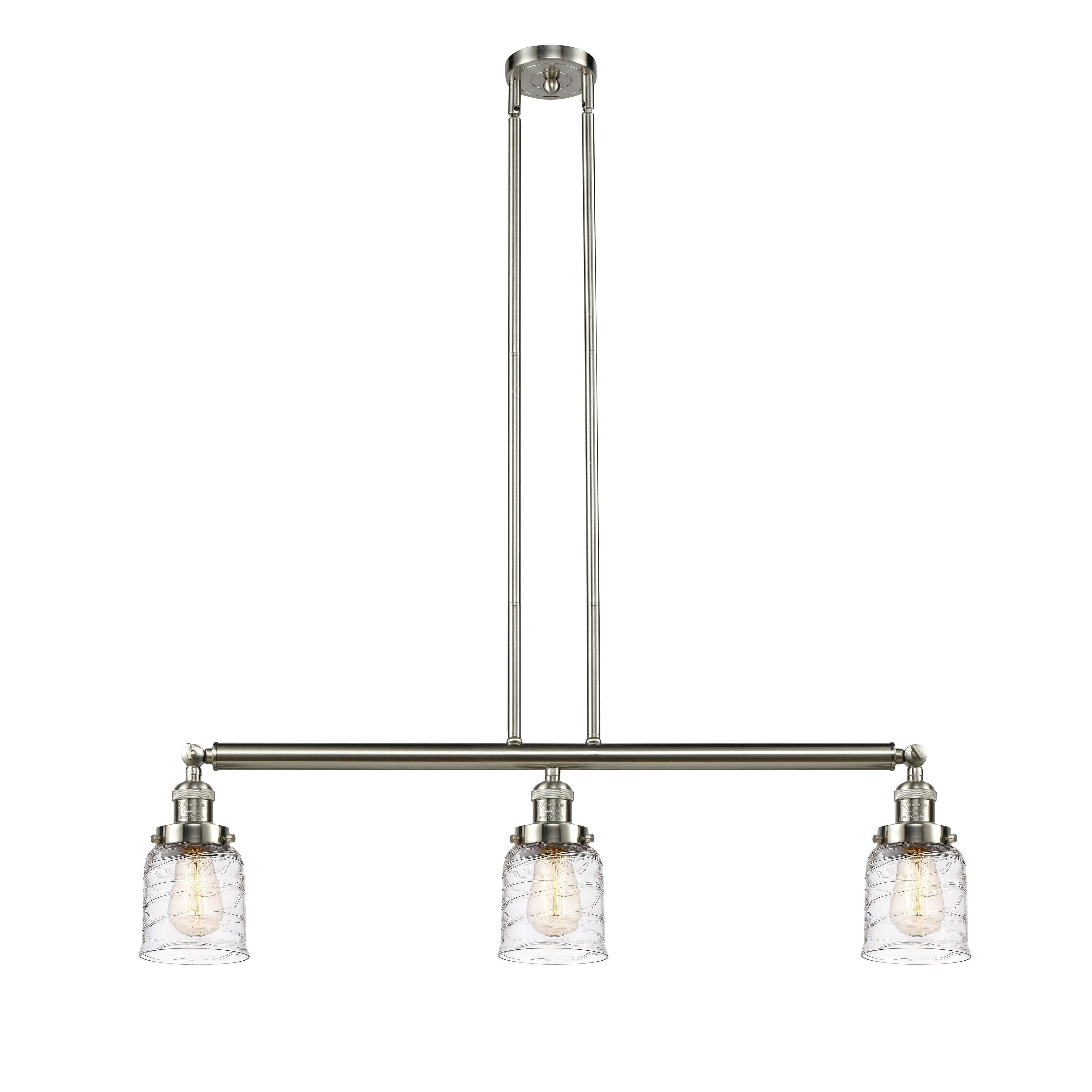 Franklin Restoration Deco Swirl 3-Light Island Pendant in Brushed Satin Nickel