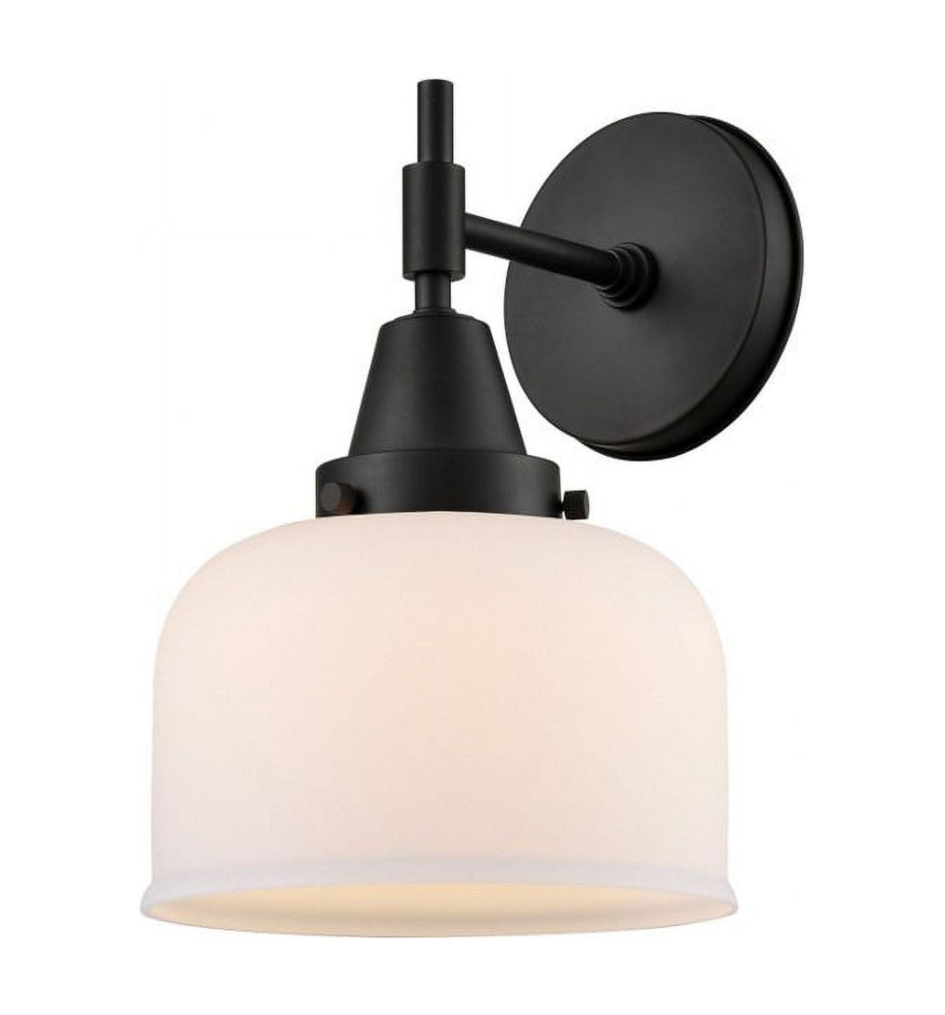 Caden Matte Black Industrial Sconce with Dimmable White Glass Shade