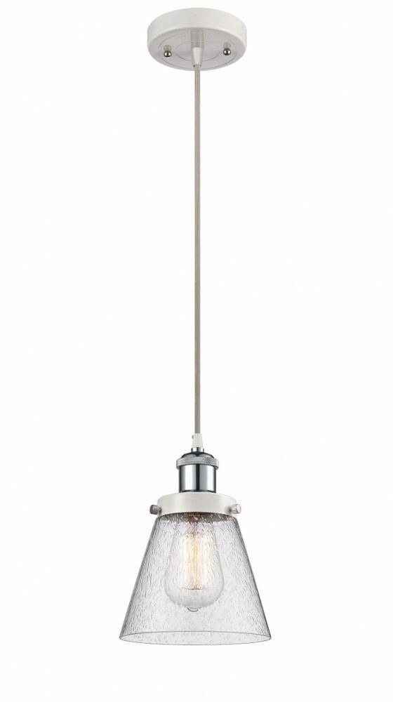 White and Polished Chrome Glass Mini Pendant Light