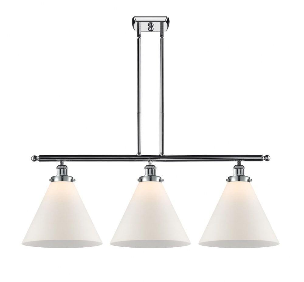 Polished Chrome 3-Light Island Pendant with Matte White Glass Shades