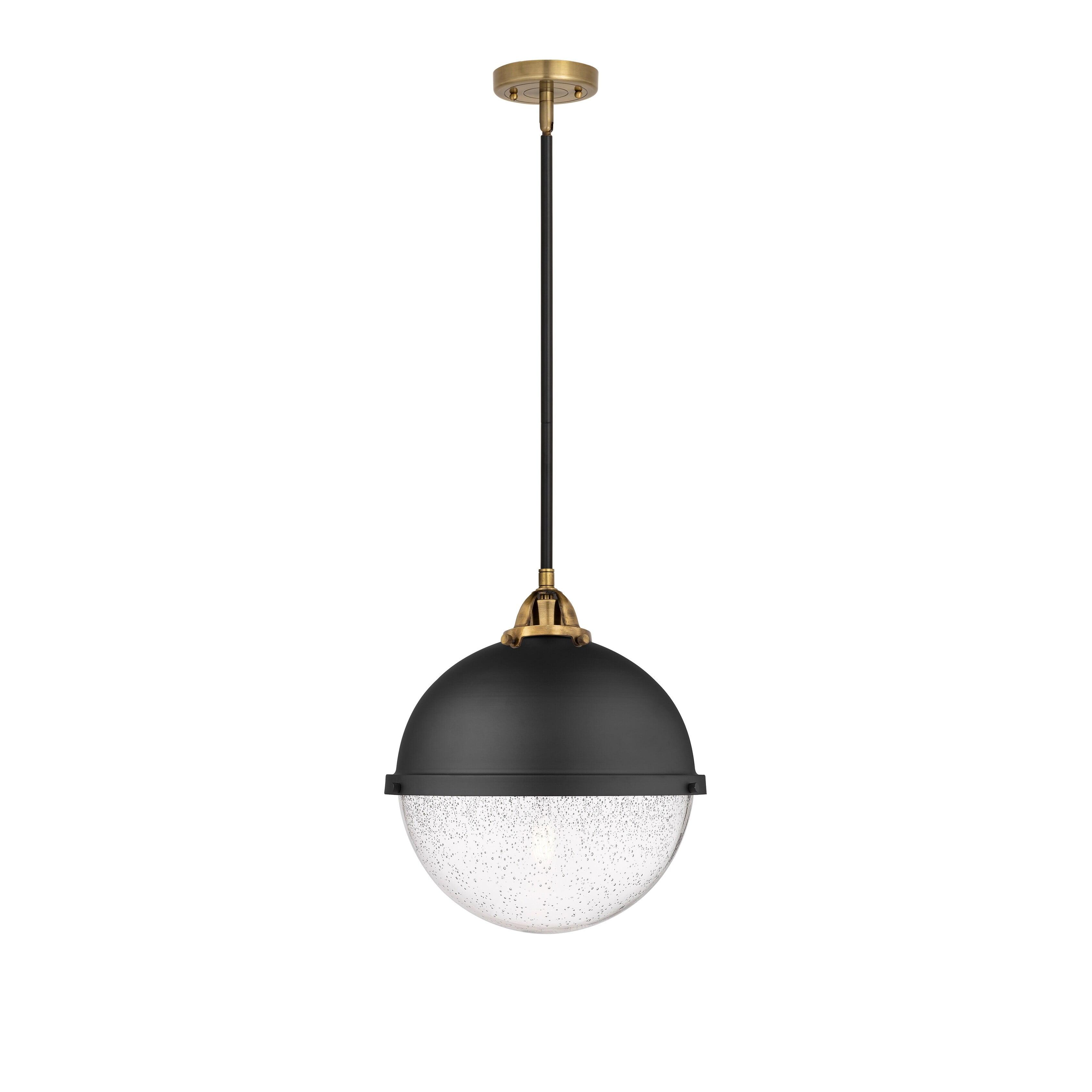 Nouveau 2 Matte Black Antique Brass Globe Pendant Light