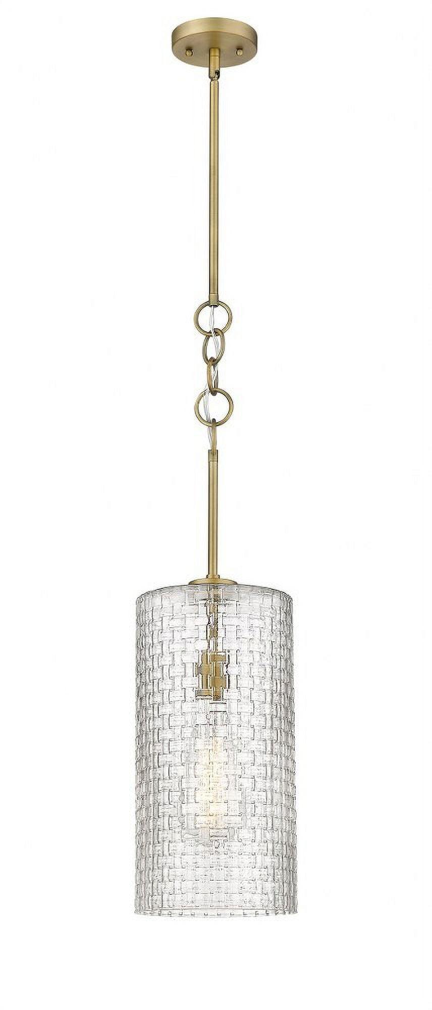 Brushed Brass Glass Mini Pendant Light, 23.75" Art Deco