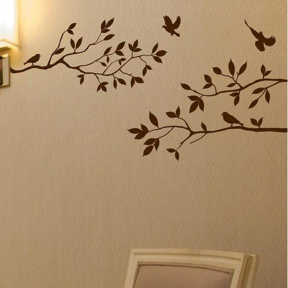 Innovative Stencils Tree Branches with Birds Wall Decal