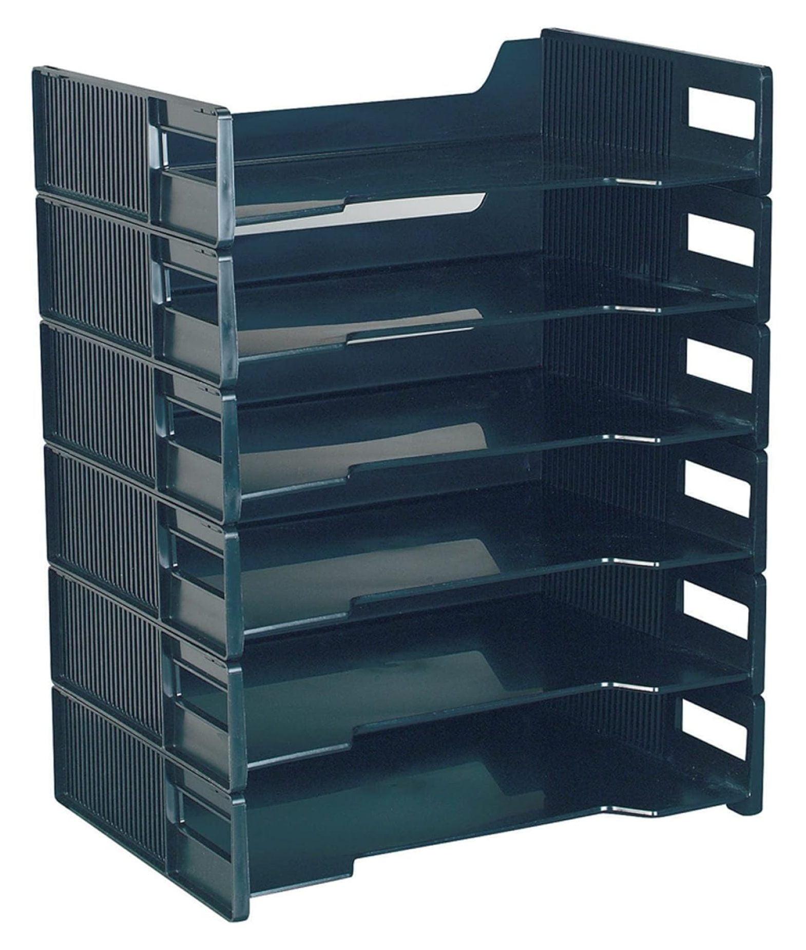 Innovative Storage Designs Stackable Letter Trays, Black, Pack Of 6