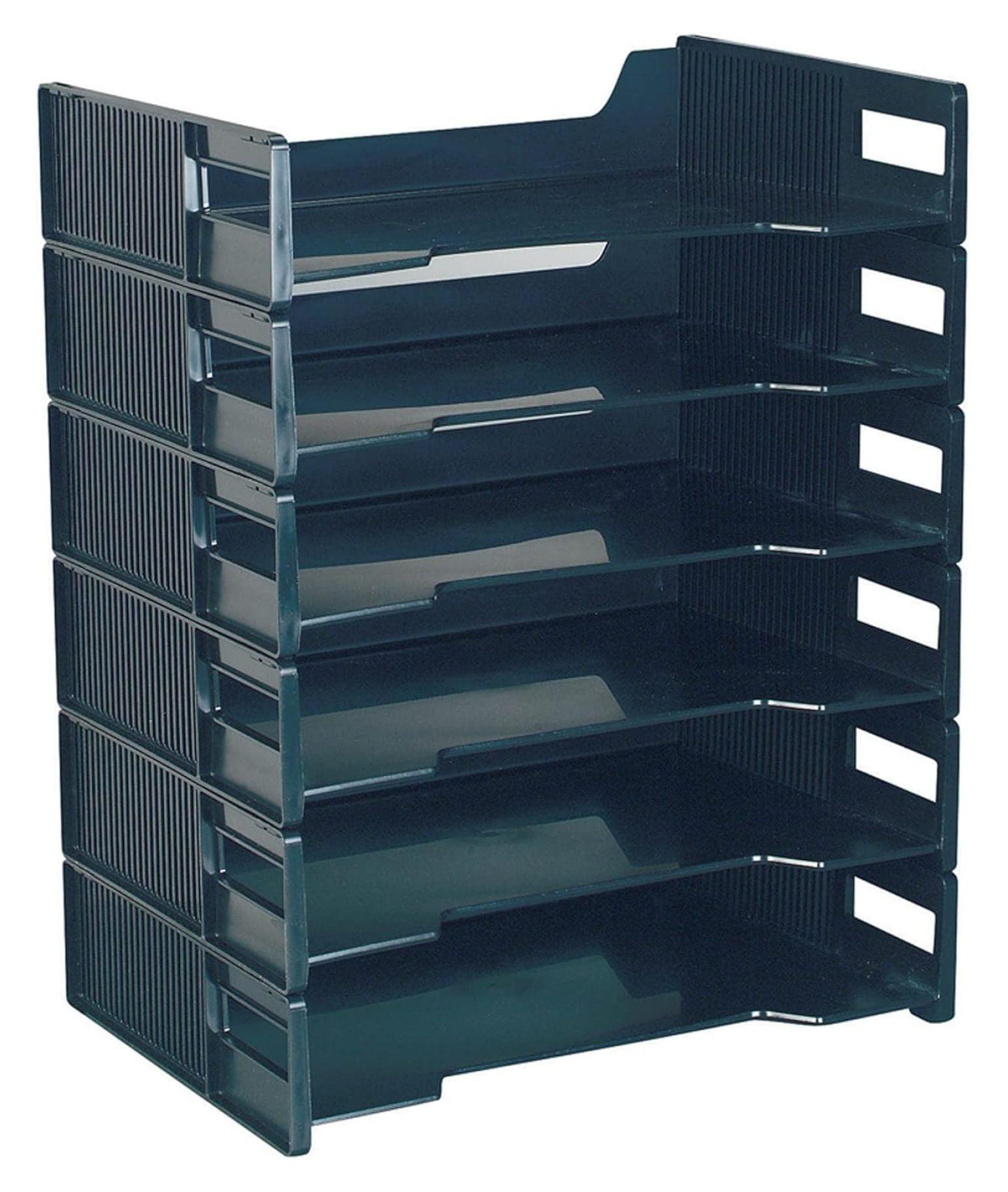 Innovative Storage Designs Stackable Letter Trays, Black, Pack Of 6