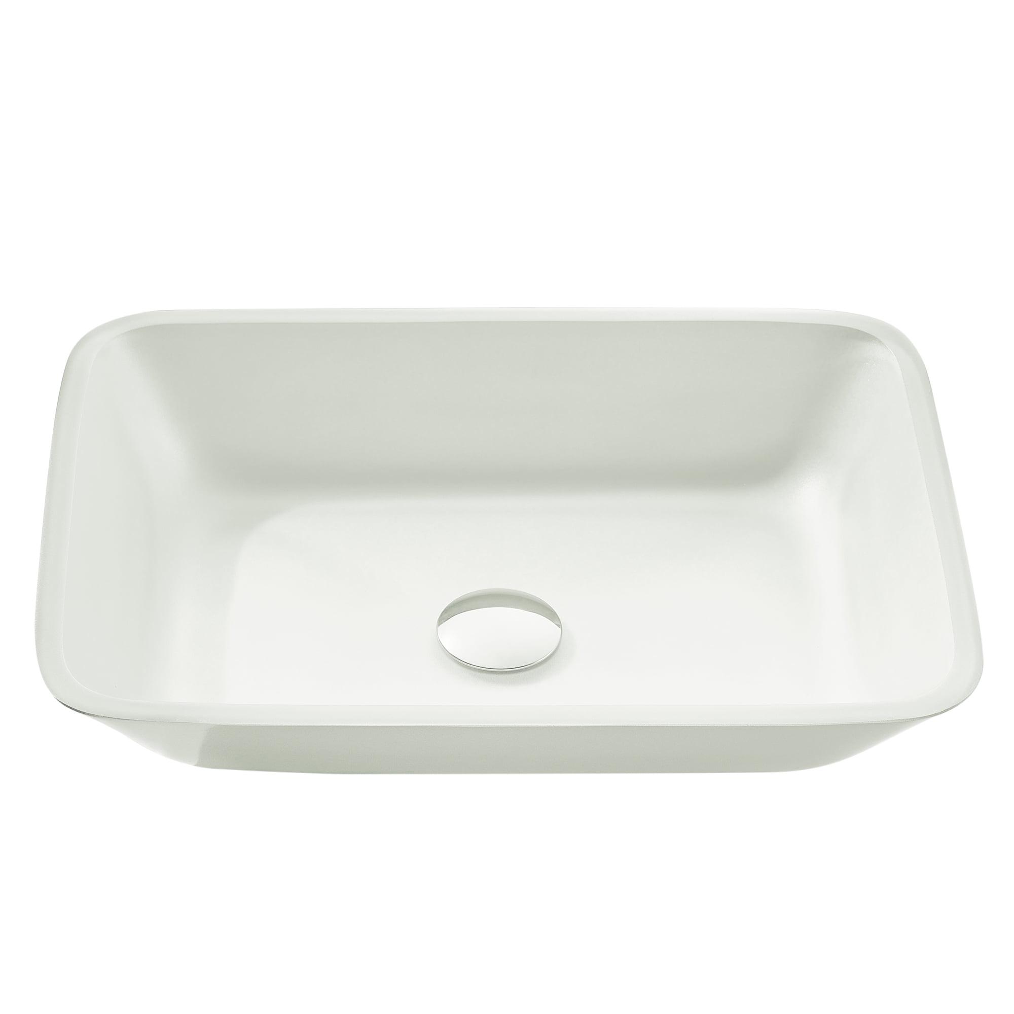 Innovio White Glass Rectangle Vessel Bathroom Sink