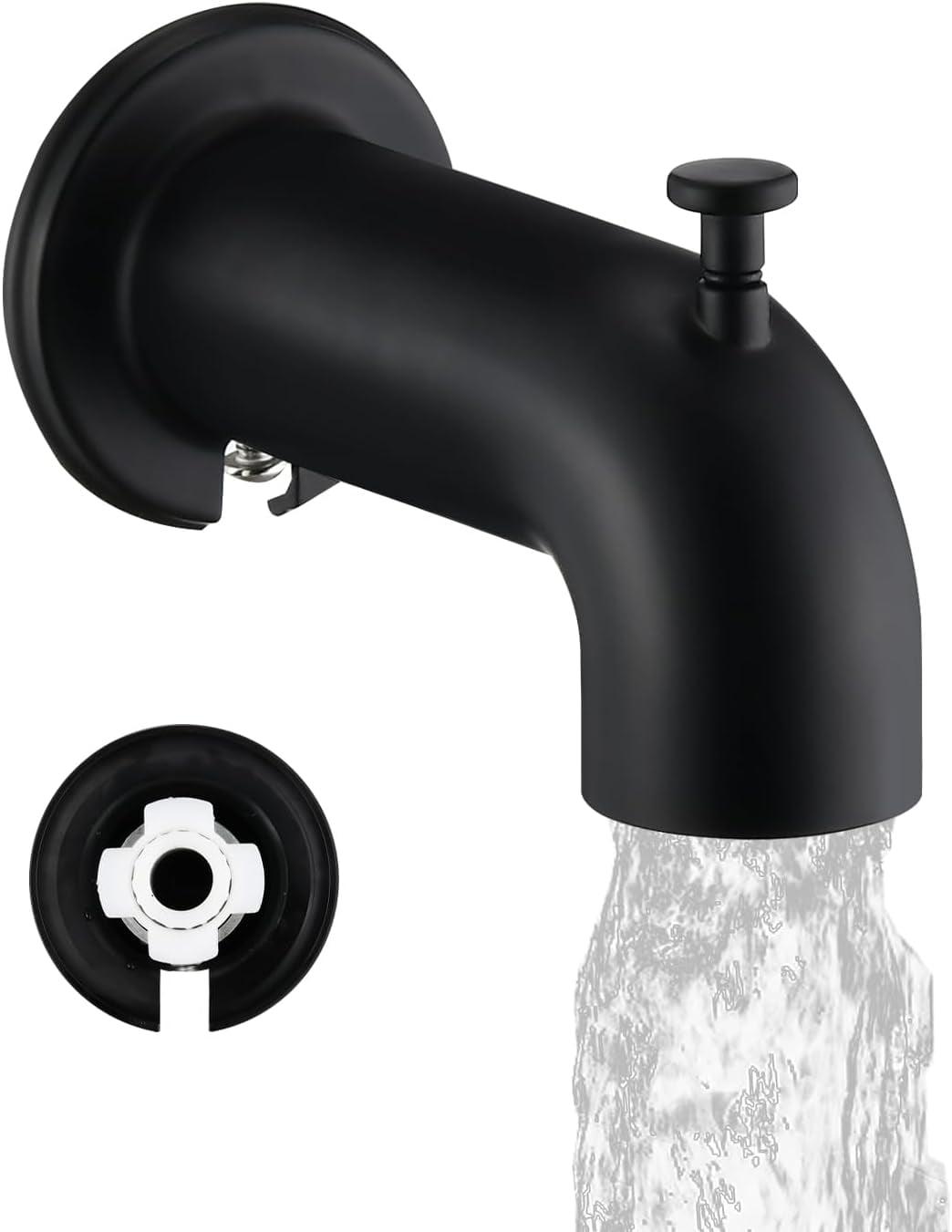 Matte Black Wall Mounted Tub Spout with Diverter