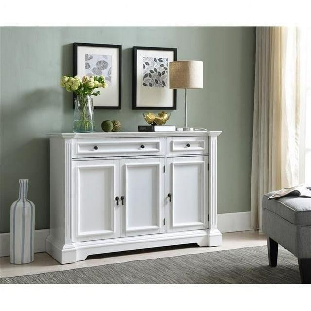 Kings Brand Furniture White Finish Wood Buffet Breakfront Cabinet Console Table With Storage, Drawers, Shelves