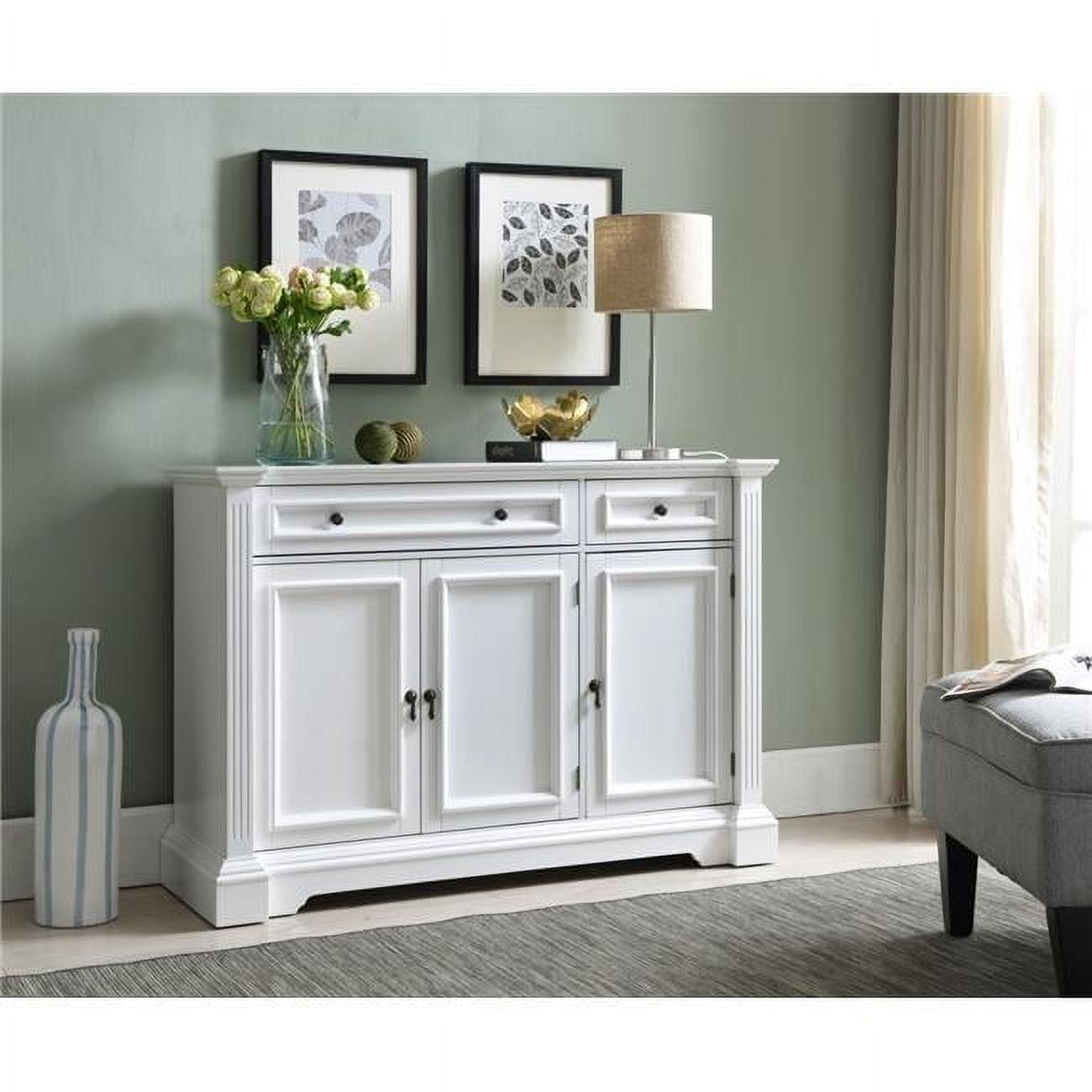 Kings Brand Furniture White Finish Wood Buffet Breakfront Cabinet Console Table With Storage, Drawers, Shelves