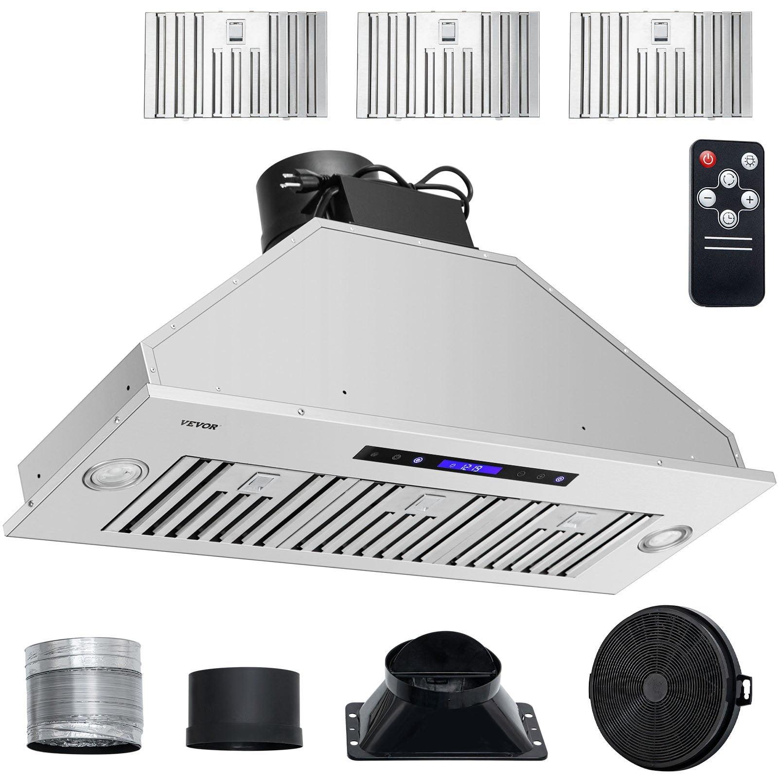 VEVOR 36" 900 CFM 4 Speed Ducted Insert Range Hood with Charcoal Filter and Light