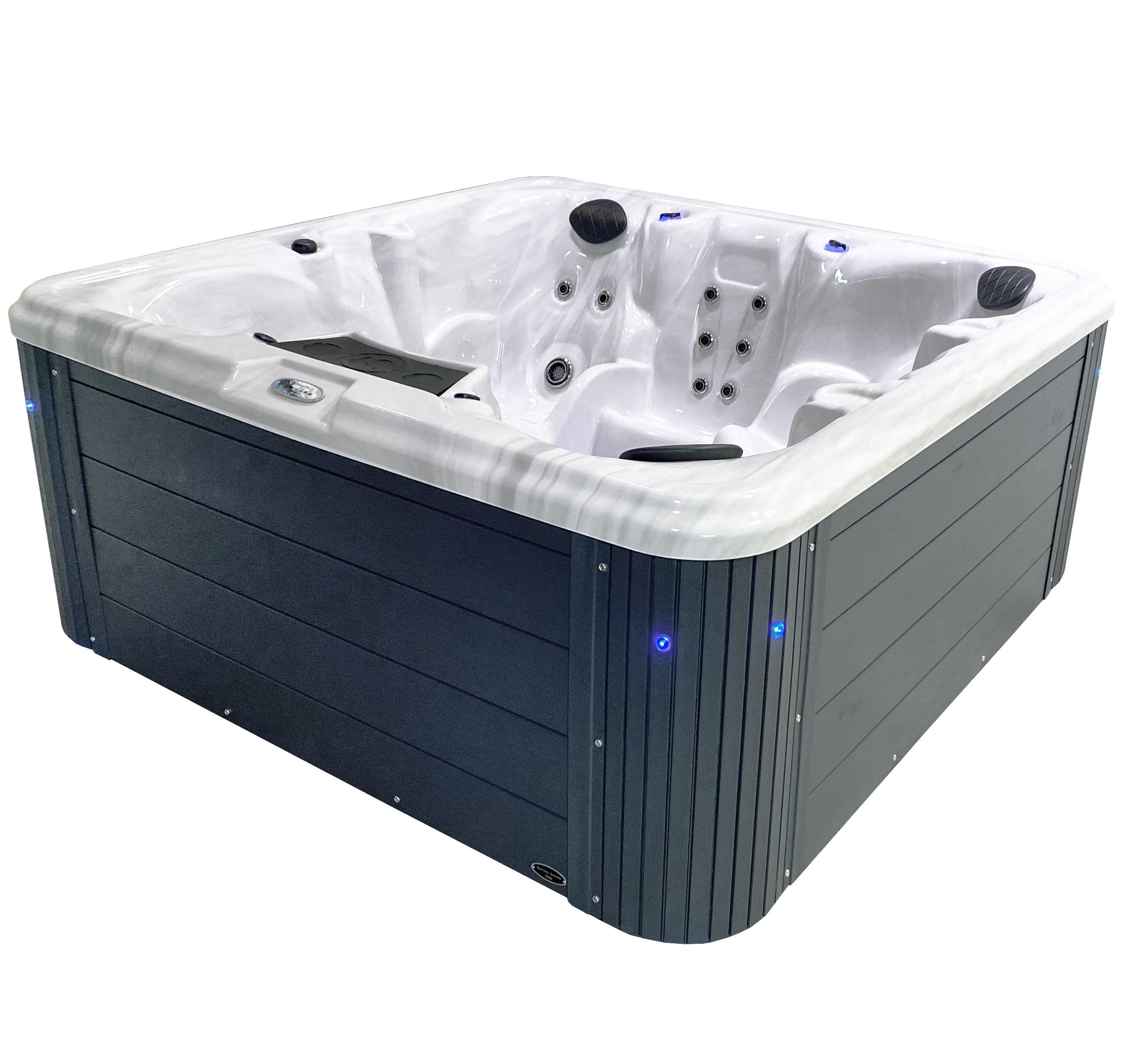 Insight 5-6 Person 34-Jet, 73-Port Acrylic Lounger Hot Tub Spa, Stainless Steel Heater with Ozonator, LED Lighting, LED Ice Bucket and Insulated Cover Included