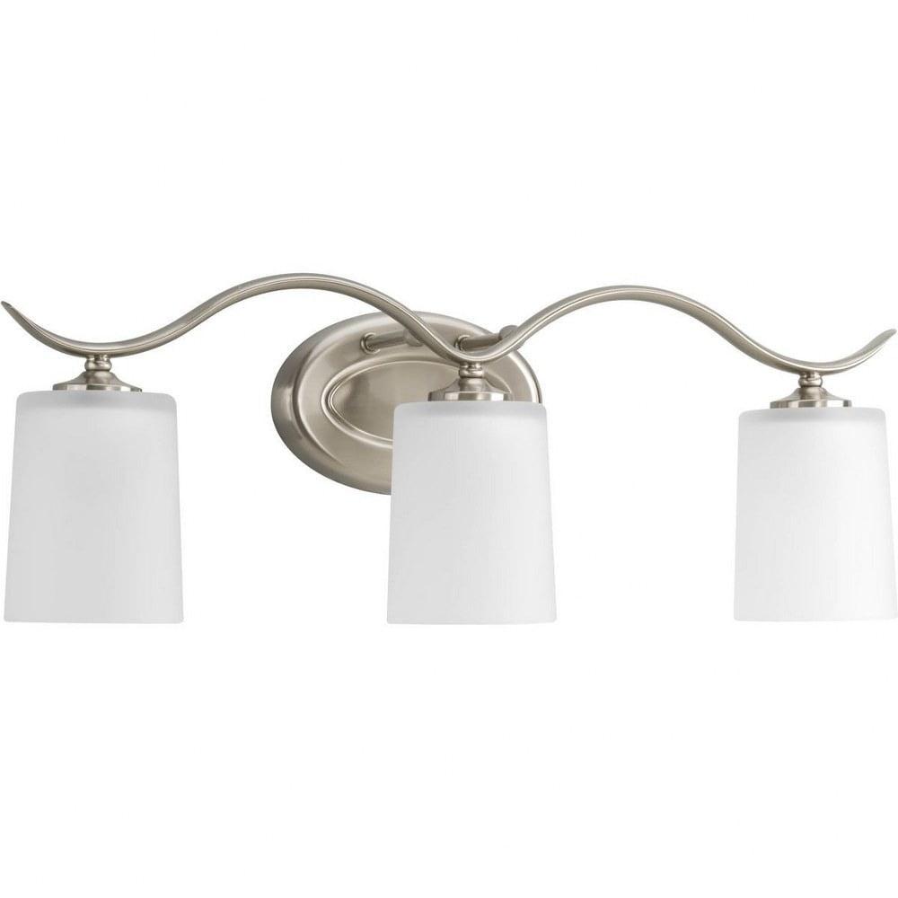 Progress Lighting Inspire 3-Light Wall Light, Brushed Nickel, Etched Glass Shade