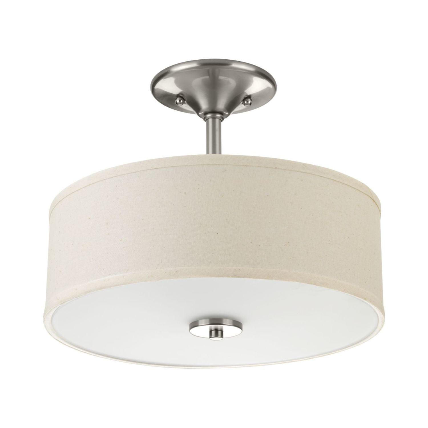 Progress Lighting, Inspire Collection, 2-Light Semi-Flush Mount, Brushed Nickel, Linen Shade