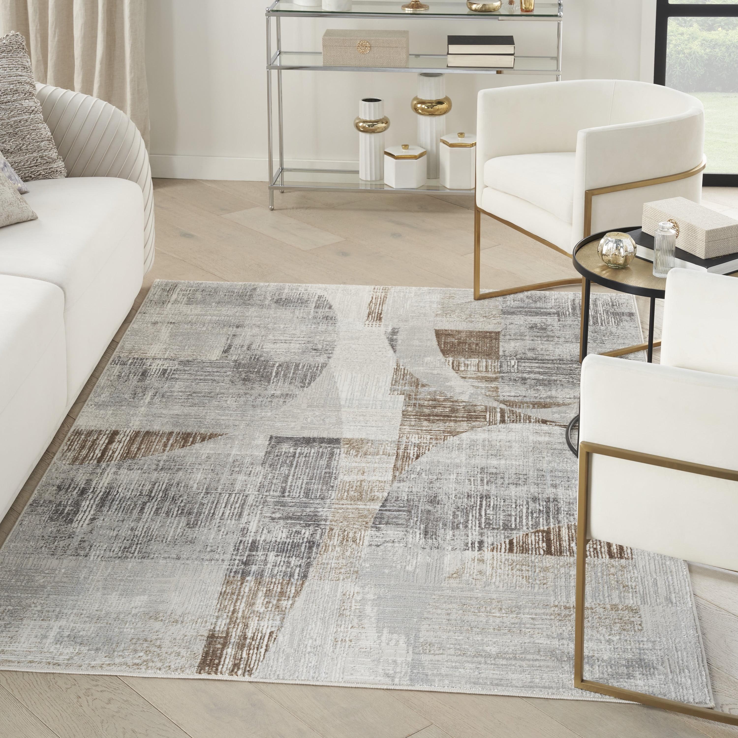 Gray Abstract Synthetic 5'3" x 7'3" Area Rug